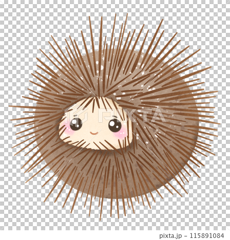 Watercolor Hand drawn illustration underwater animals cute sea urchin marine wild life children clip art for textile, decoration, posters, inviation, greeting cards 115891084