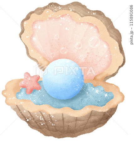 Watercolor Hand drawn illustration underwater animals Cute pearl sitting in a shell marine wild life children clip art for textile, decoration, posters, inviation, greeting cards Watercolor Hand drawn illustration underwater animals Cute pearl sitting in a shell marine wild life children clip art for textile, decoration, posters, inviation, greeting cards 115891086