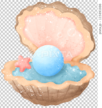 Watercolor Hand drawn illustration underwater animals Cute pearl sitting in a shell marine wild life children clip art for textile, decoration, posters, inviation, greeting cards Watercolor Hand drawn illustration underwater animals Cute pearl sitting in a shell marine wild life children clip art for textile, decoration, posters, inviation, greeting cards 115891086