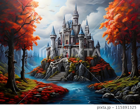 The abandoned stone castle in the forest was filled with loneliness. The abandoned stone castle in the forest was filled with loneliness. 115891325