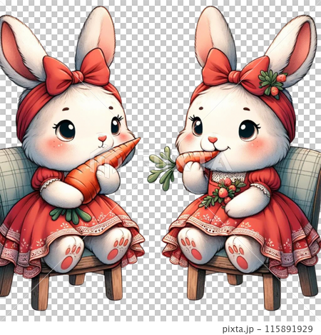 Snack time for cute rabbits with paws Manga Generative AI Snack time for cute rabbits with paws Manga Generative AI 115891929