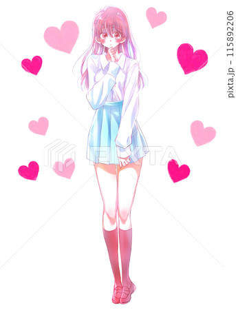 もじもじする女子学生　夏服　恋愛 115892206