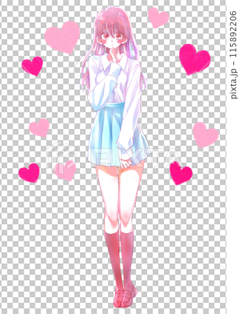 もじもじする女子学生　夏服　恋愛 115892206