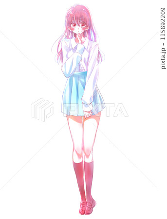 もじもじする女子学生　夏服 115892209