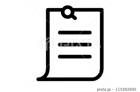 ピン留めされた用紙の黒の線画アイコン ピン留めされた用紙の黒の線画アイコン 115892695