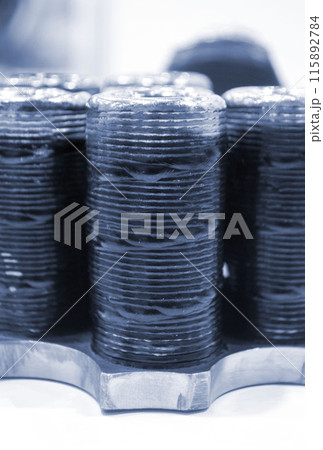 Object printed by 3D printer from metal. Additive manufacturing solution. Object created on 3Dprinter from melting metal thread. 3D Metal Printing. Metal additive manufacturing 115892784