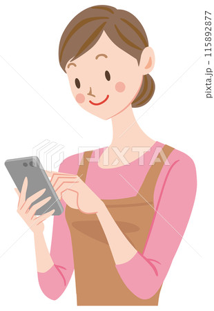 スマホを操作する女性　スマホで買い物する主婦 115892877