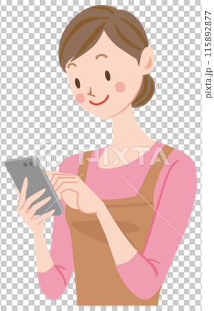 スマホを操作する女性　スマホで買い物する主婦 115892877