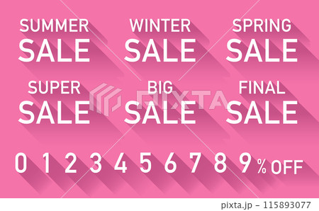 SALE広告素材　数字　ロングシャドー　ピンク 115893077