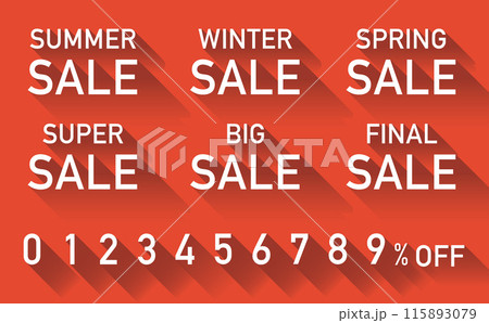 SALE広告素材 数字 ロングシャドー 赤 SALE広告素材 数字 ロングシャドー 赤 115893079