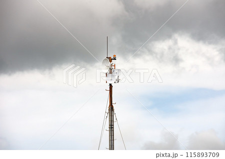 Wireless data station aerial view Against a cloudy sky. Cell tower 115893709