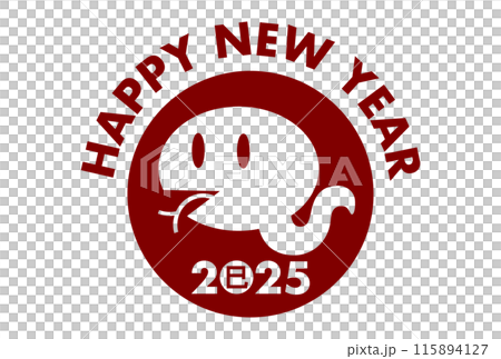 2025 Year of the Snake New Year's card illustration with snake icon 115894127