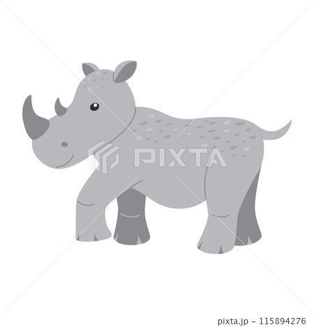 A wild animal. Cute rhino isolated on a white background. Flat vector illustrations for children. 115894276