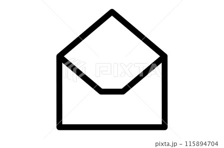 開封された封筒の黒の線画アイコン 115894704