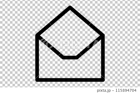 開封された封筒の黒の線画アイコン 115894704