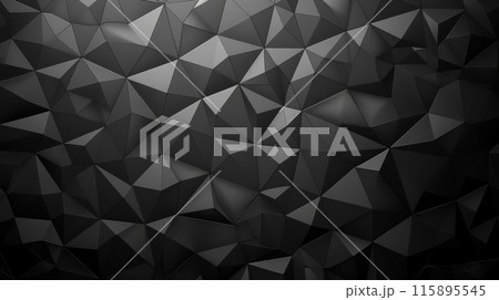 Abstract black geometric background with polygonal shapes, creating a modern and futuristic design. Ideal for technology and design themes. 115895545