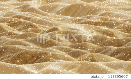 Luxurious golden fabric with glittering particles, creating a smooth and flowing seamless pattern. Elegant and sophisticated design concept. 115895607