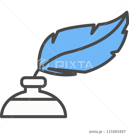 Feathered pen for calligraphy writing in ink box vector icon 115895897