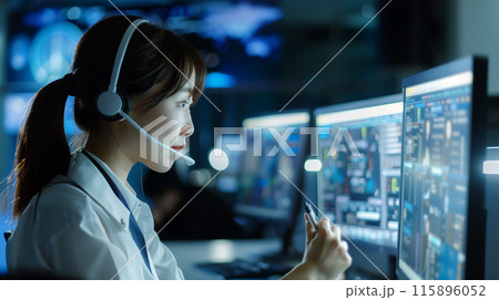 電話応対中のメモ取り 115896052