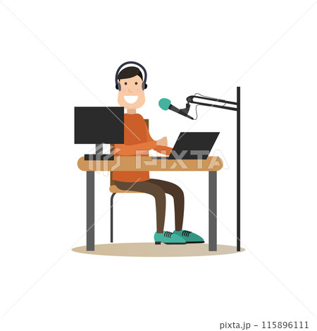 Radio people vector illustration in flat style Radio people vector illustration in flat style 115896111