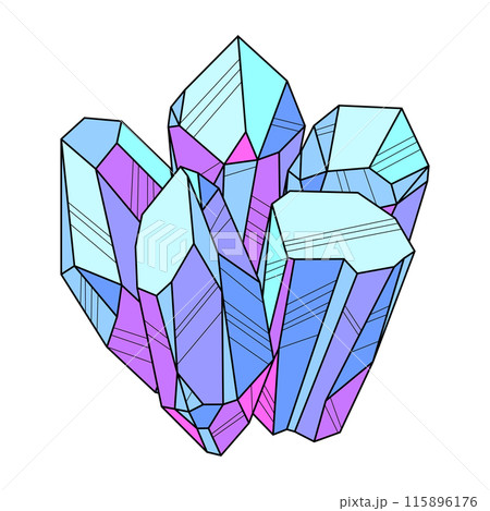 Illustration of crystals or minerals. Jewelry precious gem stone. 115896176