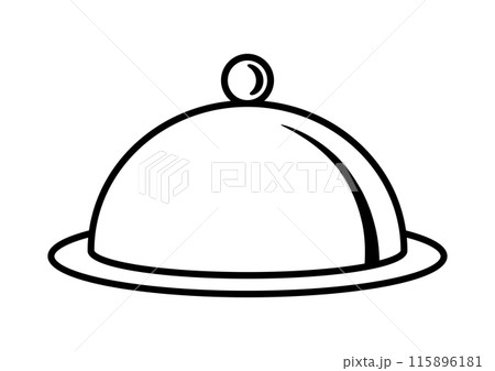 Illustration of dish with lid. Stylized kitchen and restaurant utensil. 115896181