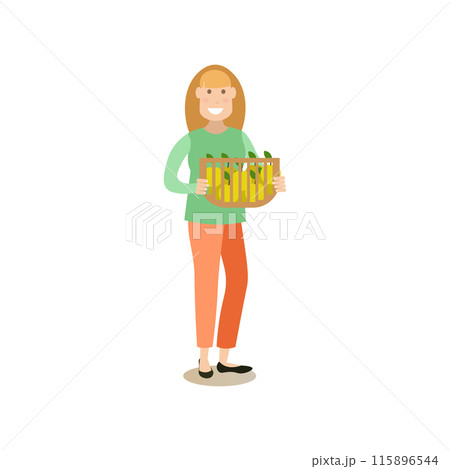 Apple hunter people concept vector flat illustration 115896544