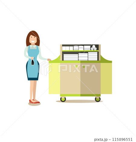 Hotel housemaid vector illustration in flat style 115896551