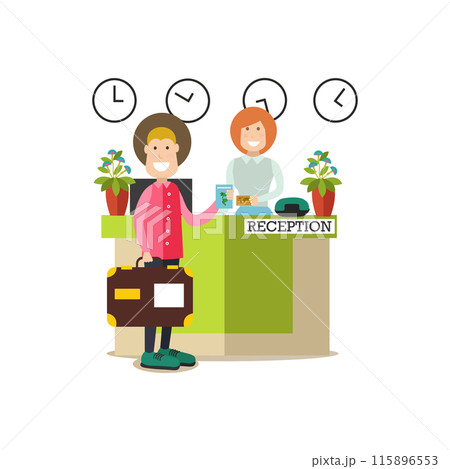 Hotel reception vector illustration in flat style Hotel reception vector illustration in flat style 115896553