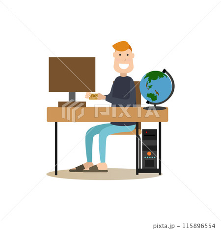 Online hotel booking vector illustration in flat style 115896554
