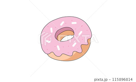 Donut with pink glaze and sprinkles, delicious dessert, donut with pink sprinkles 115896814