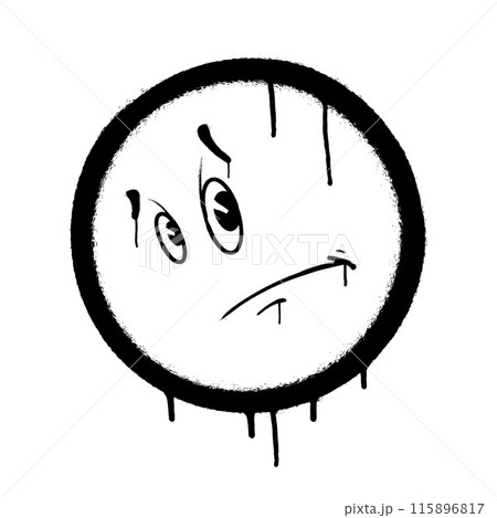 Graffiti emoticon. Smiling face painted with smudges of spray paint. Vector illustration 115896817