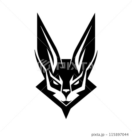 Bunny icon or modern line symbol. Vector line art and icon design with bold outline. Black and white Pixel Perfect minimalistic symbol isolated white background. Silhouette simple thin sign 115897044