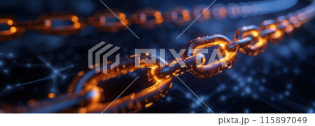 Cutting edge blockchain vision with digital links and advanced technology visualization Cutting edge blockchain vision with digital links and advanced technology visualization 115897049