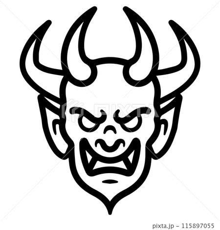 demon icon or modern line symbol. Vector line...のイラスト素材 [115897055] - PIXTA