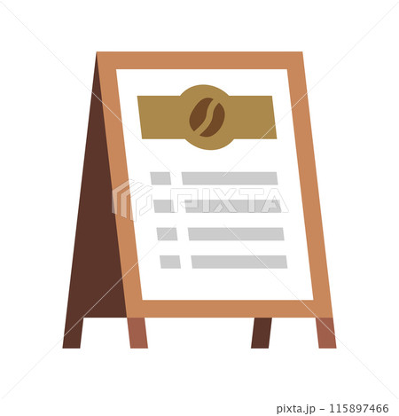 Board for restaurant menu icon. Advertising street stand, sidewalk sign. Chalkboard for cafe. 115897466