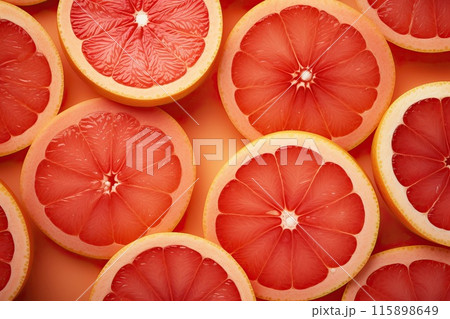 Slices of fresh ripe grapefruit 115898649