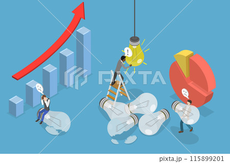 3D Isometric Flat Vector Illustration of Business Fail, Striving for Success in Aspiration 115899201
