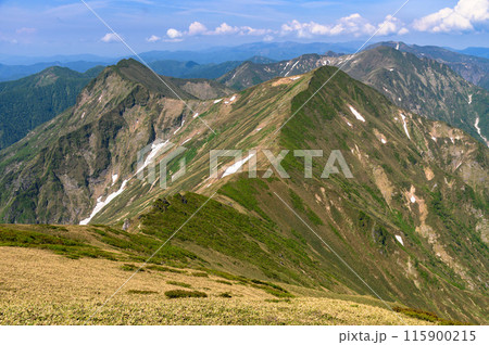 初夏の谷川連峰・主稜線の山並み 初夏の谷川連峰・主稜線の山並み 115900215