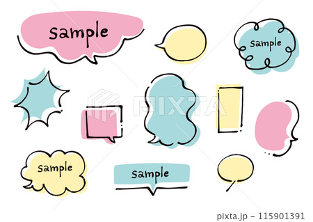 手描きフキダシイラストセット 手描きフキダシイラストセット 115901391