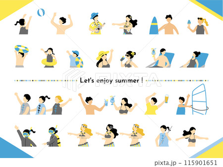 夏を楽しむ人達 115901651