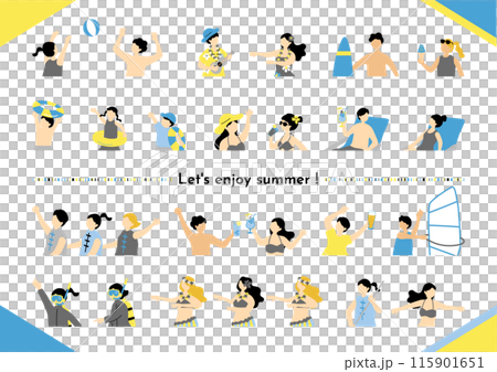 夏を楽しむ人達 115901651