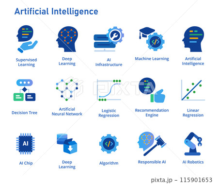 Artificial intelligence icon set collection...のイラスト素材 [115901653] - PIXTA