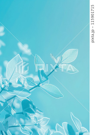 A blue leafy plant with a blue background 115901715