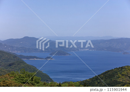 佐田岬半島のせと風の丘パークから宇和海、八幡浜方向を見る 115901944