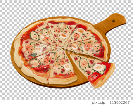Seafood pizza (cut) plate included Seafood pizza (cut) plate included 115902267