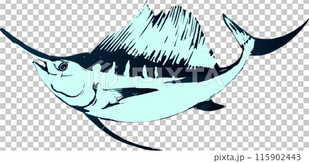 馬林金槍魚的水平插圖 馬林金槍魚的水平插圖 115902443