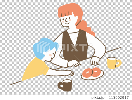 Boy and mother about to eat snack_color 115902917