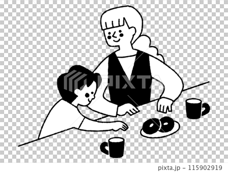 Boy and mother about to eat a snack_2 115902919