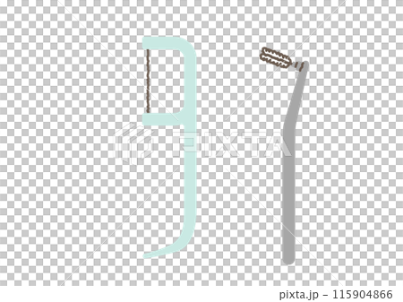Illustration of dental floss and interdental brush Illustration of dental floss and interdental brush 115904866
